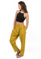 Pantalon bouffant carotte femme moutarde Bindi