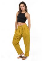 Pantalon bouffant carotte femme moutarde Bindi