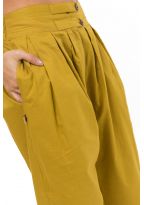Pantalon bouffant carotte femme moutarde Bindi